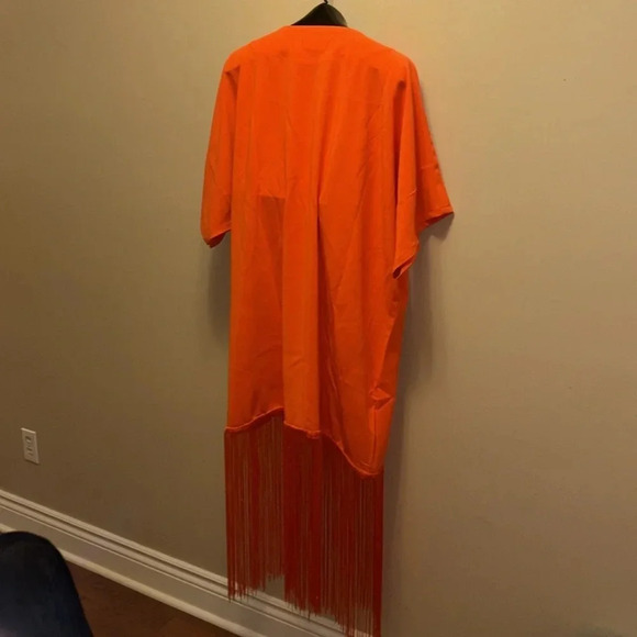 ZIXLUXE Fashion Loose Fit half Fringe Kaftan | | maxi V neck dress - Picture 13 of 14